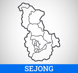 Simple outline map of Sejong, South Korea. Vector graphic illustration.
