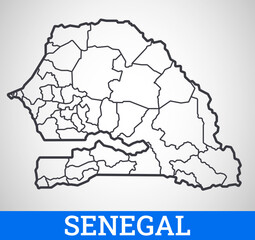 Simple outline map of Senegal. Vector graphic illustration.
