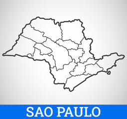 Simple outline map of Sao Paulo, Brazil. Vector graphic illustration.