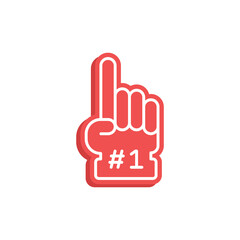 Number 1 foam glove icon. Simple flat style. Fan logo hand with finger up. Vector illustration isolated on white background. EPS 10.