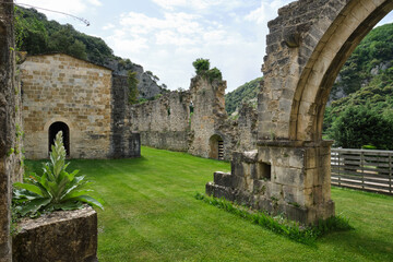 Monastery of Santa María la Real de Iranzu, old and destroyed part of the monastery, Navarra,...