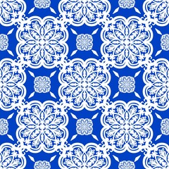 Seamless pattern flower with mandala, vintage decorative elements, vintage decorative elements illustration, Ethnic mandala with colorful tribal ornaments