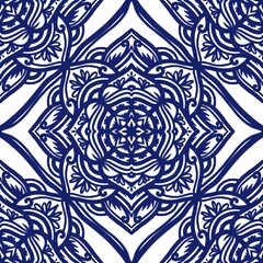 Seamless pattern flower with mandala, vintage decorative elements, vintage decorative elements illustration, Ethnic mandala with colorful tribal ornaments