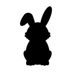 Happy Easter. Silhouette rabbit. Flat vector illustration isolated on white background.