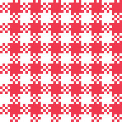 Pixel goose foot, seamless pattern in red and white