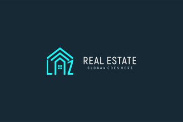 Initial letter LZ roof logo real estate with creative and modern logo style - obrazy, fototapety, plakaty