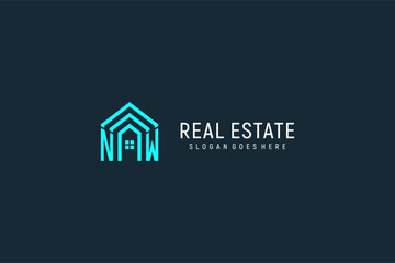 Initial letter NW roof logo real estate with creative and modern logo style