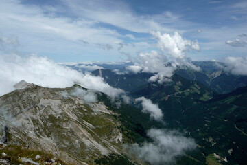 Mountain hiking tour to Soiernspitze mountain, Bavaria, Germany