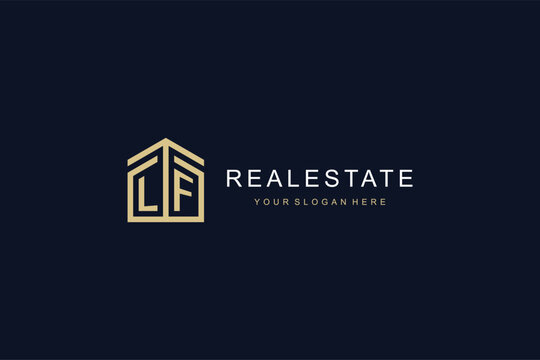 Letter LF with simple home icon logo design, creative logo design for mortgage real estate