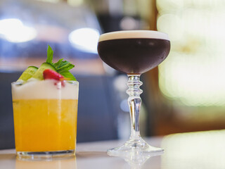 colorful delicious cocktails in a bar
