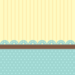 Cute blue lace ornament and yellow striped background.