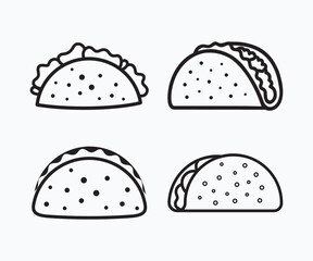 Taco icon set. Taco vector icons template. Taco line icon