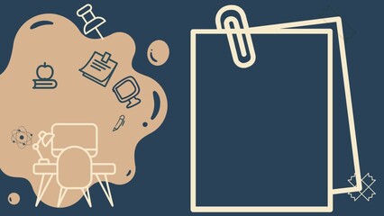 Flat design illustration,retro colors for education, training or school presentations, blank note paper, background, notepad, template, wall paper,  with work space icon