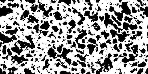 Black-white cowhide as a seamless pattern. Spotted vector background. Animal print with abstract dots. Panda, dalmatian or appaloosa horse skin texture. - obrazy, fototapety, plakaty