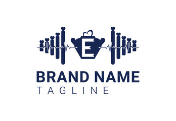 Letter E fitness gym logo, sticker, icon design