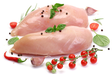 Chicken meat on a white background