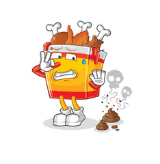 fried chicken with stinky waste illustration. character vector