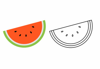 Watermelon sliced icon set isolated on white background