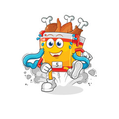 Obraz premium fried chicken runner character. cartoon mascot vector