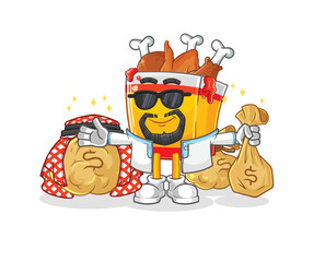 fried chicken rich arabian mascot. cartoon vector