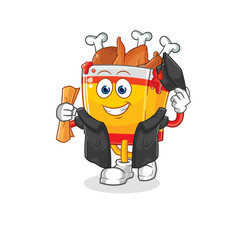 fried chicken graduation vector. cartoon character