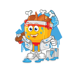 fried chicken painter illustration. character vector