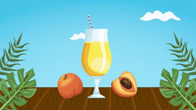 peach tropical cocktail drink animation