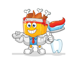 fried chicken dentist illustration. character vector