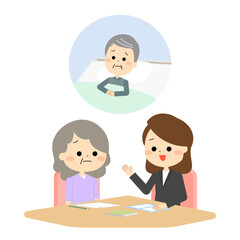 夫のことを相談している高齢の奥さん