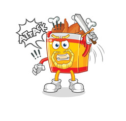 fried chicken knights attack with sword. cartoon mascot vector