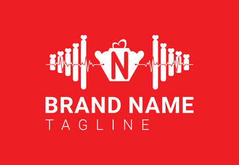 Fototapeta premium Letter N fitness gym logo, sticker, icon design