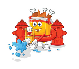 fried chicken firefighter vector. cartoon character