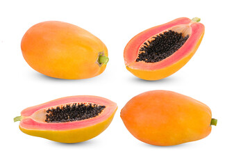 papaya fruit isolated 0n white background