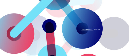 Obraz premium Abstract background. Round dots connected by lines. Trendy techno business template for wallpaper, banner, background or landing