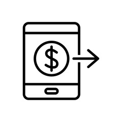 Mobile banking money withdrawal icon vector graphic illustration