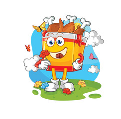 fried chicken pick flowers in spring. character vector