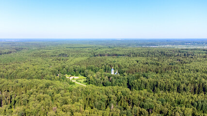 beautiful view of the forest from the drone