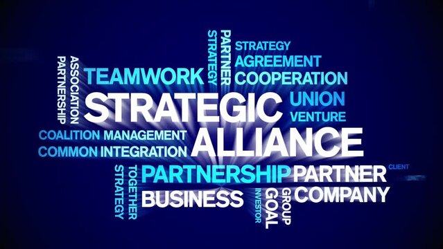 Strategic Alliance Animated Tag Word Cloud;Text Design Animation typography seamless loop.