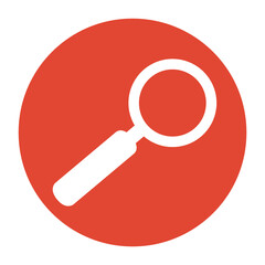Roter Button: Suchen und Finden mit Lupe Icon
