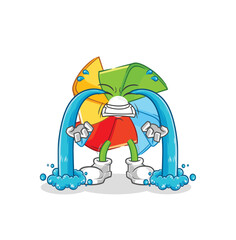 paper windmill stretching character. cartoon mascot vector