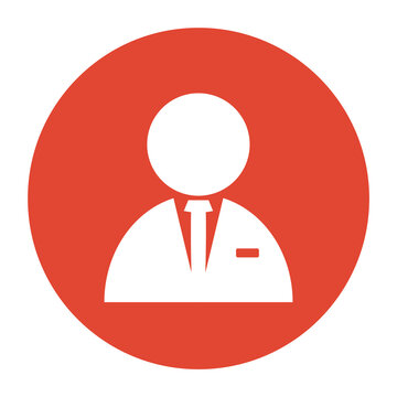 Roter Button: Arzt, Doktor oder Experte mit Icon von Person