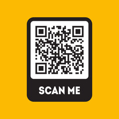 Scan me icon with QR code. Qrcode tempate for mobile app
