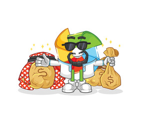 paper windmill winner with trophie. cartoon character