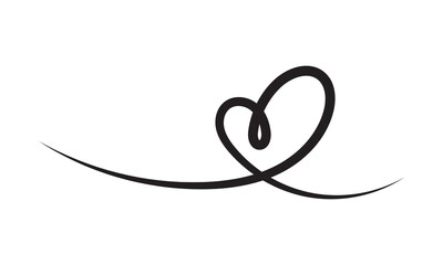 Hand drawn heart symbol. Love Continuous line drawing