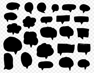 Hand drawn speech bubble set. Black talking balloons isolated