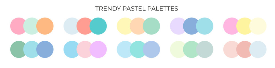 Trendy pastel soft colors palette sample. Vector circle swatches for your design