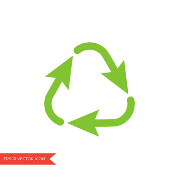 Recycle icon template. Green symbol with three arrows