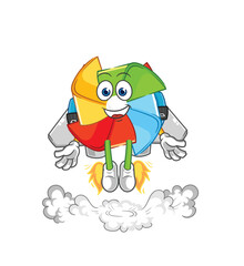 paper windmill korean character. cartoon mascot vector
