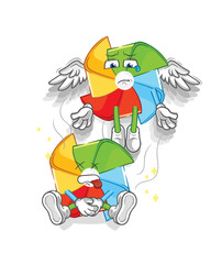 paper windmill lifting the barbell character. cartoon mascot vector