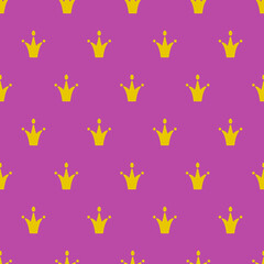 luxury crown seamless pattern gold style on pink background for premium royal party, kids design, poster, t shirt, web site, sale banner. 10 eps